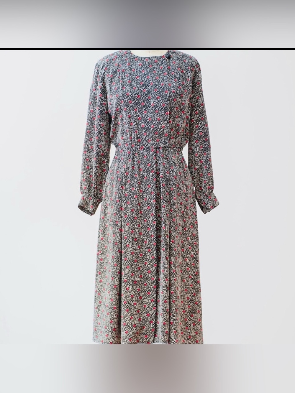 Vintage 80s Liz Claiborne Western Prairie Midi Dress Floral Polka Dot Sz 8P